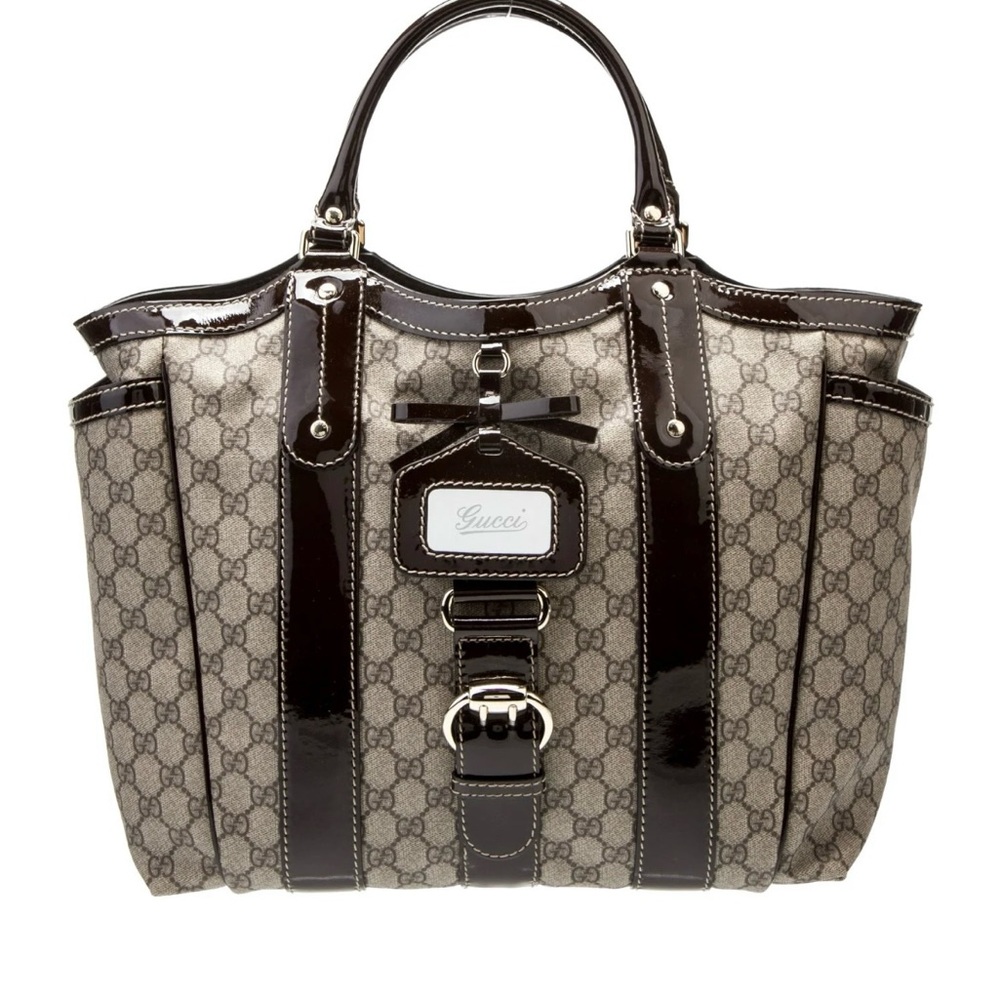 Gucci Brown and Cream Monogram Tote Bag